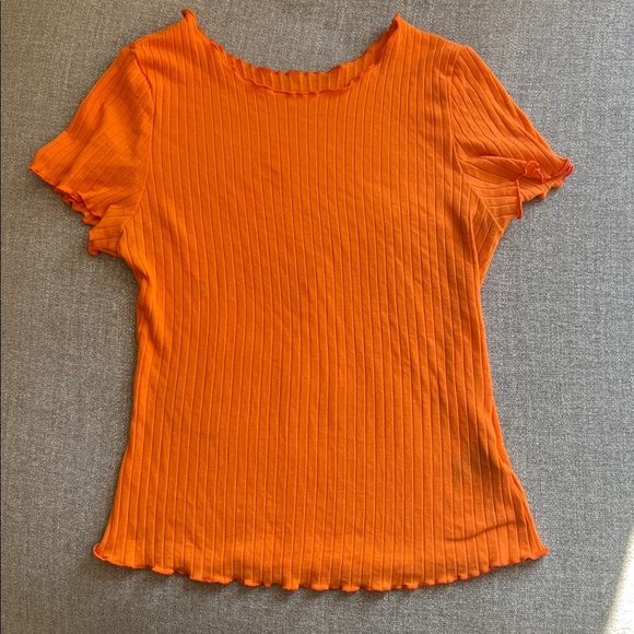 Bright Orange Ribbed Tee - Picture 2 of 4